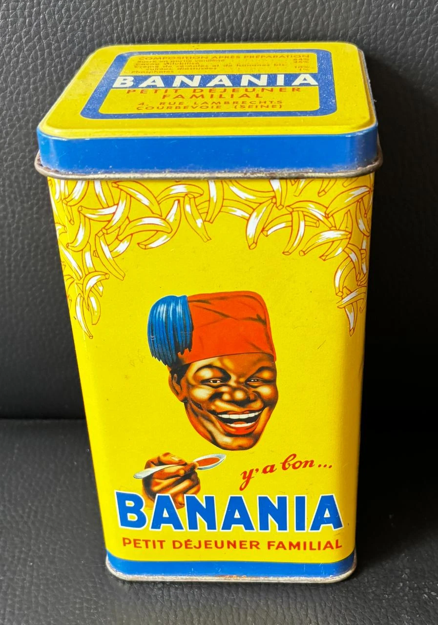 🍌 Ancienne Boîte en Métal BANANIA "Petit Déjeuner Familial" - Tôle Lithographié
